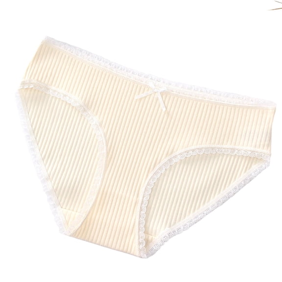 Byworldtasic No Boundaries Women's Low Waist Lace Cotton Panties Solid Color Comfortable Cotton Briefs
