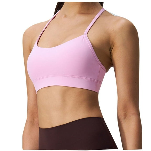 Byworldtasic No BoundariesWomens Spaghetti Thin Strap Sports Bra - Padded Wireless Square Neck Workout Yoga Clothes