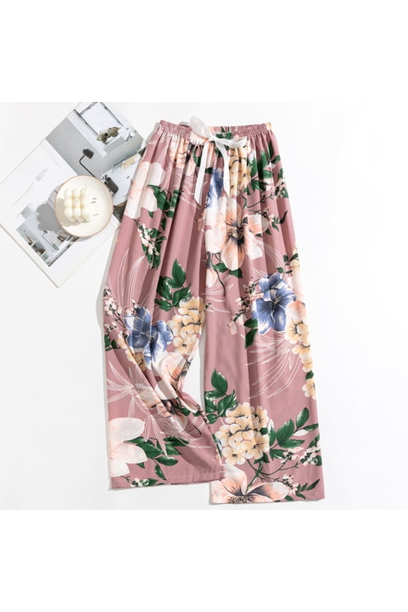 Pajama Bottoms for Women Soft Lounge Pants Comfy Drawstring Sleepwear Long Cute Printed Pajamas Pants