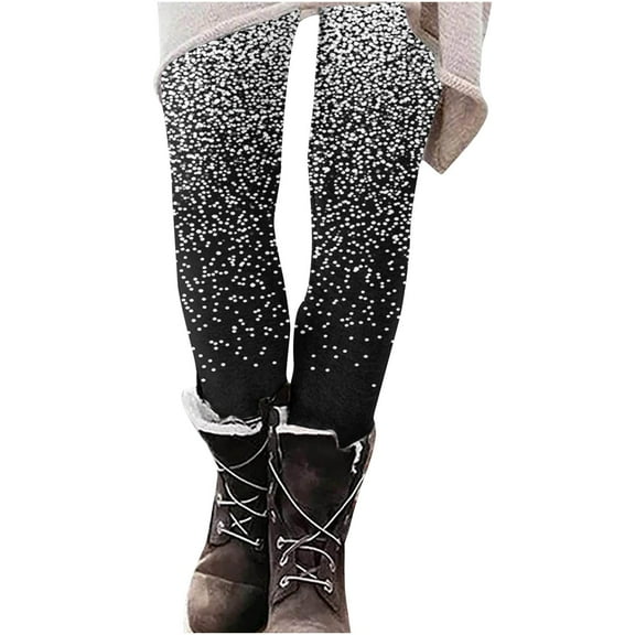 Byworldtasic Pants for Women Black Sequin Leggings for Women High Waisted Print Pants Stretch Slim Fit Long Sparkly Legging