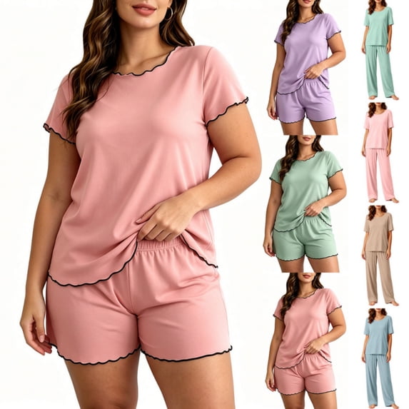 Byworldtasic Plus Size Lounge Wear Set for Women Comfy 2 Piece Lounge Set Lightweight and Breathable Women's Pajama Sets