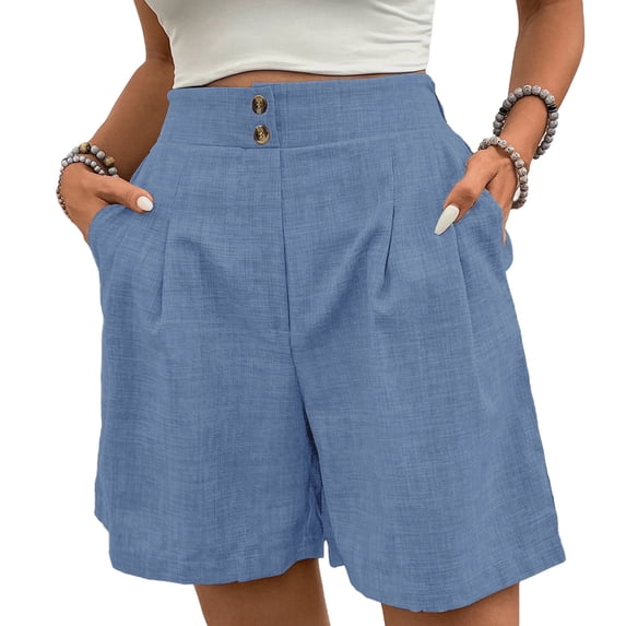 Byworldtasic Shorts High Waisted Pleated Lightweight Casual Summer Trendy 2026 Work Trouser Shorts with Pockets