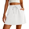 thumbnail image 1 of Byworldtasic Stretch A Line Skirts for Women High Waitsted Mini Lined Tennis Work Drawstring Skort with Pockets, 1 of 7