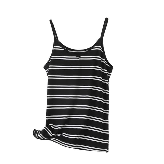 Byworldtasic Striped Tank Tops For Women Cami Shelf Bra Spaghetti Strap Undershirts Camisole Vest