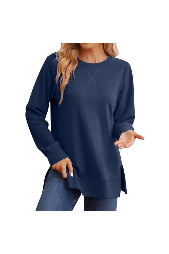 Top for Women Side Split Fall Fashion Long Sleeve Shirts Trending Now Top