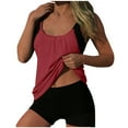 thumbnail image 1 of Byworldtasic Two Piece Tankini Swimsuit for Women 2026 Loose Fit Round Neck Top Shorts Bathing Suits, 1 of 4