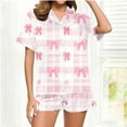 thumbnail image 1 of Byworldtasic Valentine's Womens Button Down Pajamas Set Short Sleeve Sleepwear Soft Pj Lounge Sets, 1 of 5