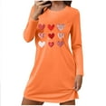 thumbnail image 1 of Byworldtasic Valentines Day Nightgown for Women Love Heart Printed Long Sleeve Crew Neck Dresses, 1 of 6