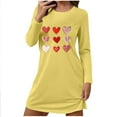 thumbnail image 1 of Byworldtasic Valentines Day Nightgown for Women Love Heart Printed Long Sleeve Crew Neck Dresses, 1 of 6