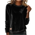 thumbnail image 1 of Byworldtasic Velour Sweatshirts for Women Crewneck Long Sleeve Casual Pullover Soft Warm Shirts Velvet Tops, 1 of 6