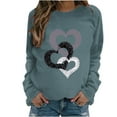thumbnail image 1 of Byworldtasic Women Printed Lover's Shoulder Long-sleeved Casual Pullover Top Hoodie, 1 of 4