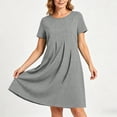 thumbnail image 1 of Byworldtasic Women's 2026 T Shirt Dress Summer Casual Flowy Short Sleeve Ruched Waistline Round Neck Going Out Dress, 1 of 7