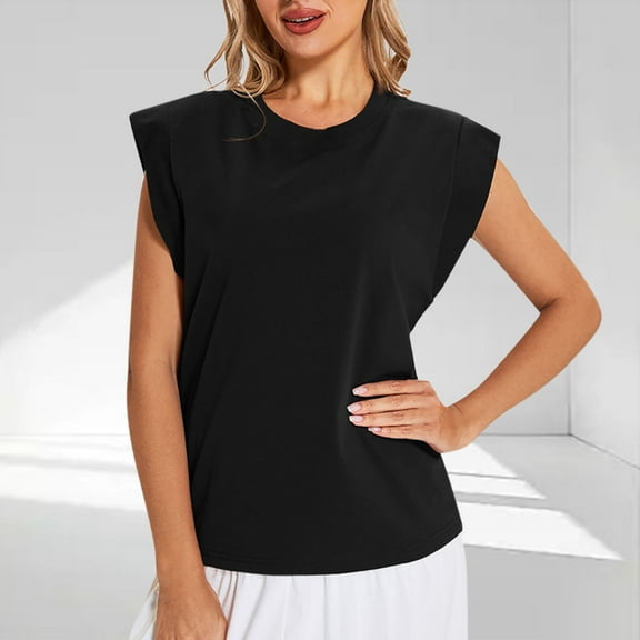 Byworldtasic Women's Basic Shirt Womens Cap Sleeve Tops Summer Shirts Basic Tee Shirts Casual Tank Loose Fit Top