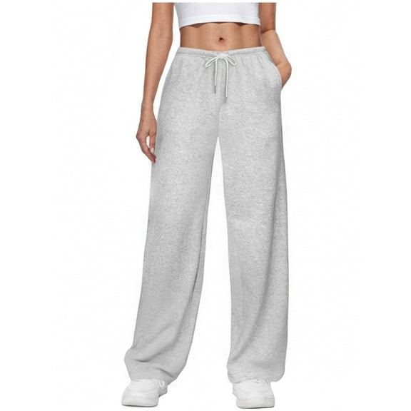 Byworldtasic Women's Basic SweatPants No Boundaries Straight Leg Wide Leg Pants Casual SweatPants With Side Pockets Relaxed Drawstring