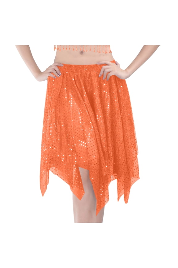 Women's Belly Dance Skirts Bling Sequins Skirt Stretch Skirt Dance Practice Skirt