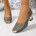 thumbnail image 1 of Byworldtasic Women's Block Heel Loafers Fashion Slip On Square Toe Non Slip Low Chunky Heel Dress Office Pumps, 1 of 9
