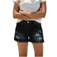 thumbnail image 1 of Byworldtasic Women's Casual Summer Ripped Washed Jean Distressed Stretch Denim Shorts, 1 of 8