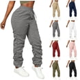 thumbnail image 1 of Byworldtasic Women's Drawstring Waist Jogger Long Pants Solid Casual Sweatpants Trousers, 1 of 7
