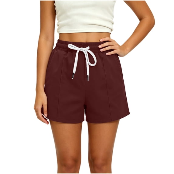 Byworldtasic Women's Elastic Waist Knee Length Bermuda Shorts with Drawstring Comfort-Fit Casual Shorts
