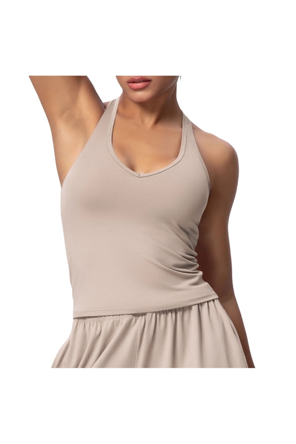 Women's Halter Neck Tank TopNo Boundaries Shelf Sleeveless Backless Longline Gym Yoga Workout Tops