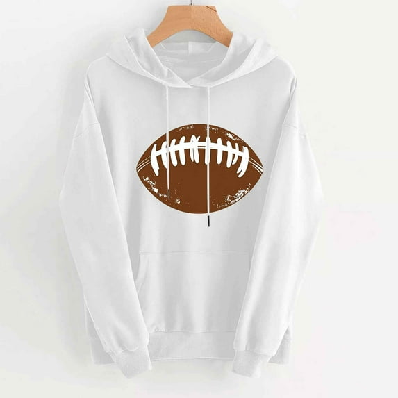 Byworldtasic Women's Hooded SweatshirtsGame Day Hooded Sweater Women American Football Graphic Sweatshirts Football Season Casual Sport Pullover Hoodies