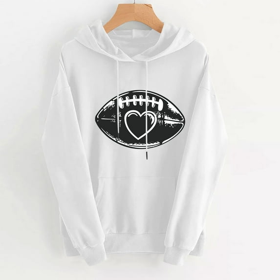 Byworldtasic Women's Hooded SweatshirtsWomens Game Day Hooded Sweater American Football Graphic Tops Football Season Casual Sport Pullover Hoodies