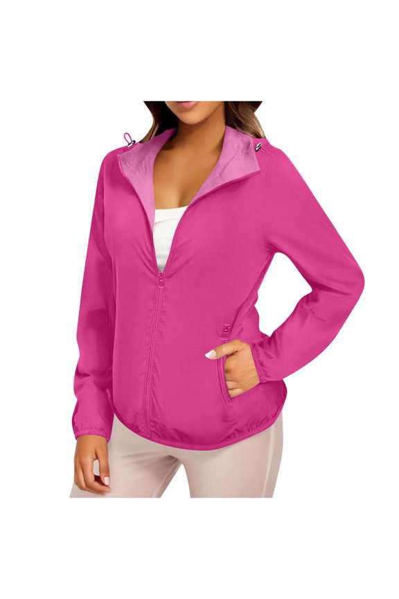Women's Jacket Womens Reversible Rain Jacket Lightweight Waterproof Windbreaker Jacket Outdoor Active Portable Raincoat