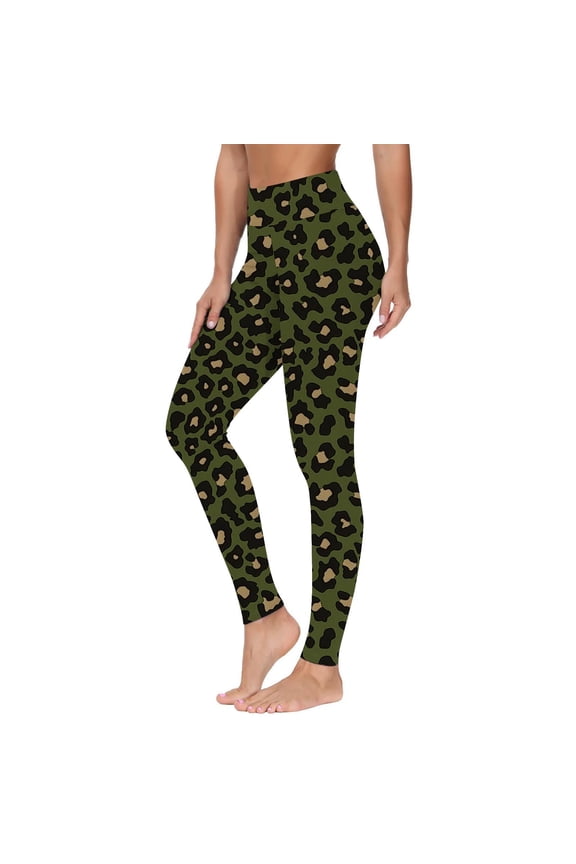 Women's Leopard Printed Leggings Womens Buttery Soft Pants Tummy Control No See Through Workout Yoga Gym Leggings