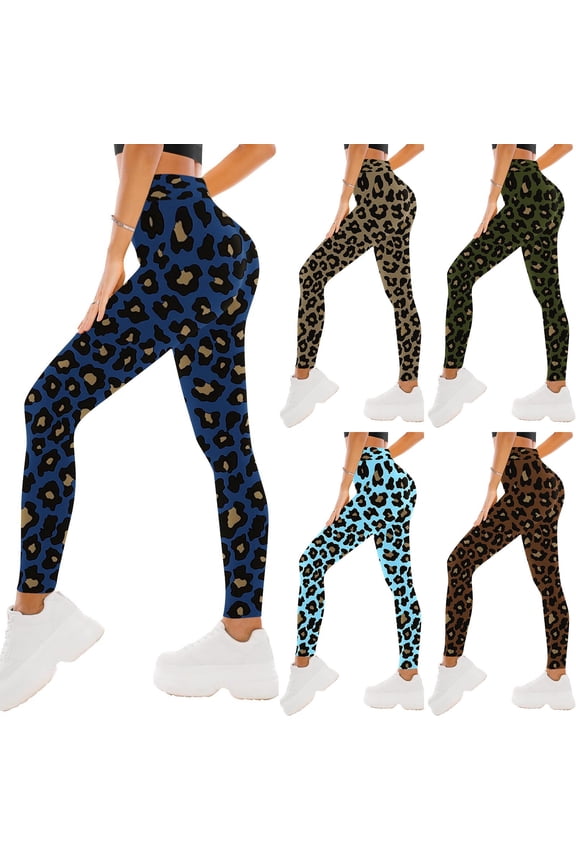 Women's Leopard Printed Leggings Womens Buttery Soft Pants Tummy Control No See Through Workout Yoga Gym Leggings