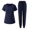 thumbnail image 1 of Byworldtasic Women's Lightweight Work Set Hospital Work Clothes Short Sleeve Tops and Drawstring Pants Set with Pocket, 1 of 9