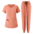 thumbnail image 1 of Byworldtasic Women's Lightweight Work Set Hospital Work Clothes Short Sleeve Tops and Drawstring Pants Set with Pocket, 1 of 9