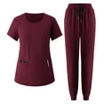 thumbnail image 1 of Byworldtasic Women's Lightweight Work Set Hospital Work Clothes Short Sleeve Tops and Drawstring Pants Set with Pocket, 1 of 9