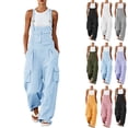 thumbnail image 1 of Byworldtasic Women's Loose Wide Leg Cargo Jumpsuit Summer Baggy Adjustable Strap Romper with Pockets, 1 of 7