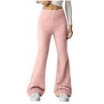 thumbnail image 1 of Byworldtasic Women's Pants Womens Fluffy Fleece Sweatpants Wide Leg Winter Warm Lounge Pants Fuzzy Comfy Pj Bottoms Sleepwear, 1 of 9