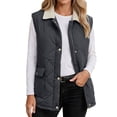 thumbnail image 1 of Byworldtasic Women's Plus Size Puffer Vest Sleeveless Zip Up Outerwear Quilted Puffy Winter Vest Jacket with Pockets, 1 of 9
