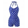 thumbnail image 1 of Byworldtasic Women's Polka Dots One Piece Swimsuit Halter Ruched Tummy Control Bathing Suits, 1 of 5