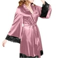 thumbnail image 1 of Byworldtasic Women's Satin Robe Silk Bathrobe Long Wedding Party Loungewear Sleepwear, 1 of 2