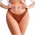 thumbnail image 1 of Byworldtasic Women's Satin Thongs G-String Panties Silk Feeling Ruched Bikini Briefs Smooth Invisible Underwear, 1 of 5