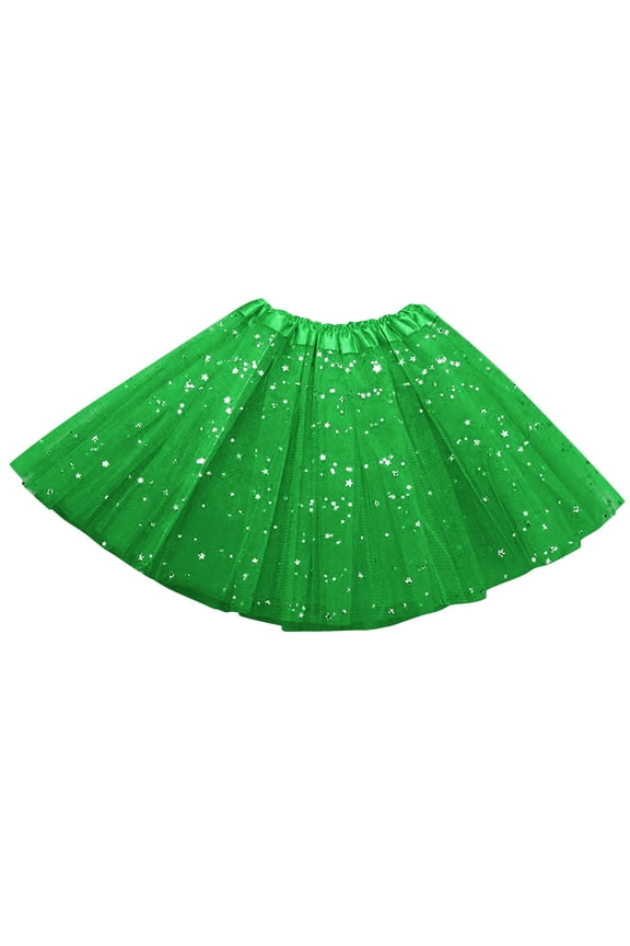 Women's Star Sequined Mesh Tutu Skirt Puffy Ball Gown Dance Dress Ballet Bubble Skirt