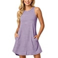 thumbnail image 1 of Byworldtasic Women's Striped Sleeveless Tank Dress Casual A-Line Swing T-Shirt Dress with Side Pockets for Summer, 1 of 8