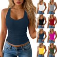 thumbnail image 1 of Byworldtasic Women's Summer Sleeveless Casual Camisole Shirt Slim Knit Ribbed Tank Tops Crop Tight Fit Basic Tank Tops, 1 of 7