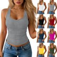 thumbnail image 1 of Byworldtasic Women's Summer Sleeveless Casual Camisole Shirt Slim Knit Ribbed Tank Tops Crop Tight Fit Basic Tank Tops, 1 of 7