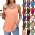 thumbnail image 1 of Byworldtasic Women's Tunic Spaghetti Strap Sleeveless Top Loose Round Neck Dressy Cami Shirts, 1 of 6