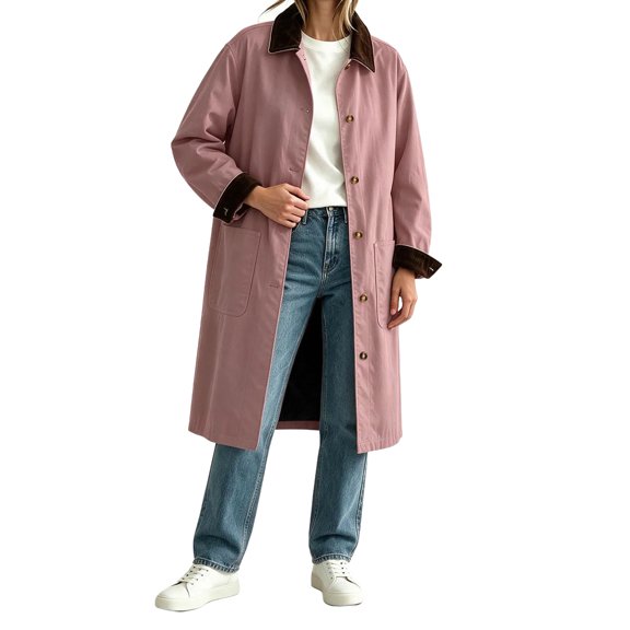 Byworldtasic Womens Barn Jacket Long Chore Coat Snap Button Utility Jacket with Corduroy Collar and Pockets