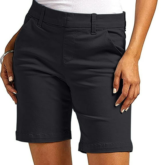 Byworldtasic Womens Basic Shorts Women's Solid Solor High-Waisted Shorts Drawstring Pocket Casual Shorts