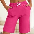 thumbnail image 1 of Byworldtasic Womens Bermuda Shorts Athletic Gym Wide Leg Knee Length Summer Elastic Waisted Pajama Pants with Pocket, 1 of 7
