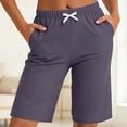 thumbnail image 1 of Byworldtasic Womens Bermuda Shorts Athletic Gym Wide Leg Knee Length Summer Elastic Waisted Pajama Pants with Pocket, 1 of 7