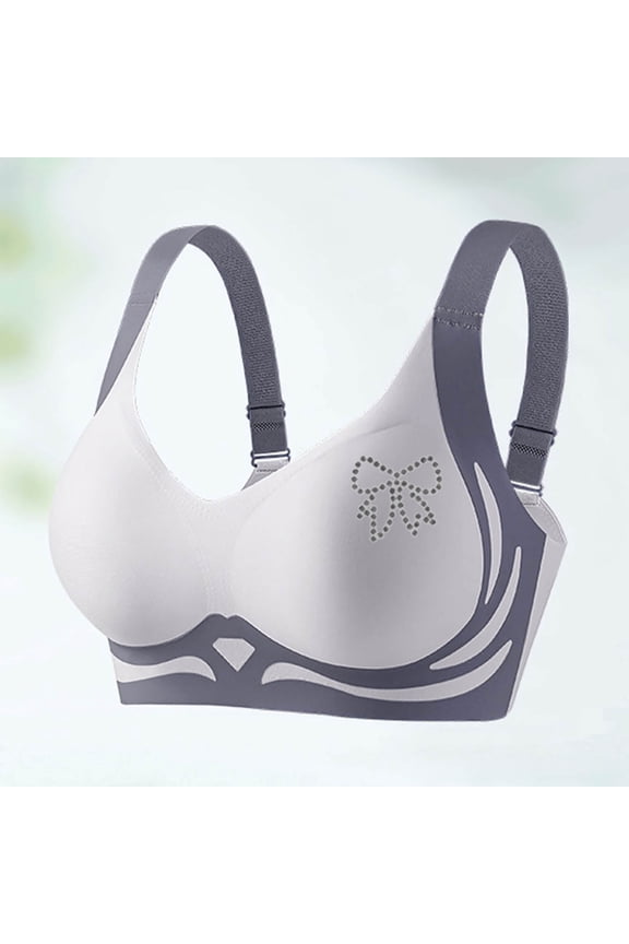 Womens Bow Print Bras Womens Full Coverage Soft Wirefree Bras Lift Stretch Stretch Seamless Lightly Moisture-Wicking Bras(M-5XL)
