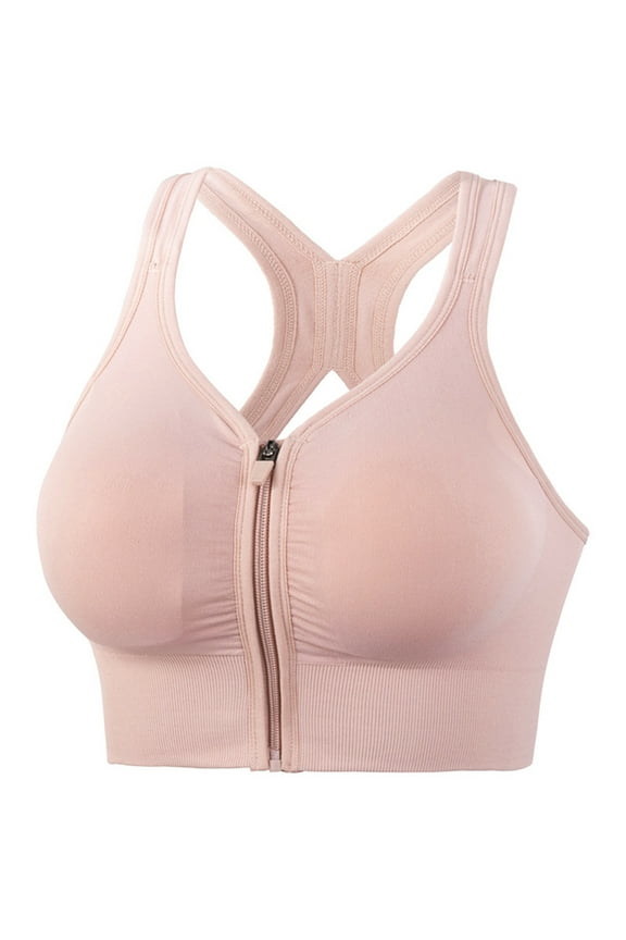 Womens Bras Women's Zip Front Sports Bras Wireless Padded Racerback Medium Support Post-Surgery Bra Yoga Exercise Athletic Bras