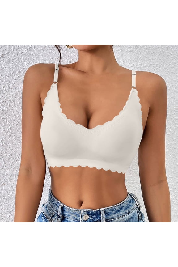 Womens Bras Womens Seamless No Underwire Push Up Bra Full Coverage V-Neck Wirefree Bralettes Soft T-Shirt Everyday Bra